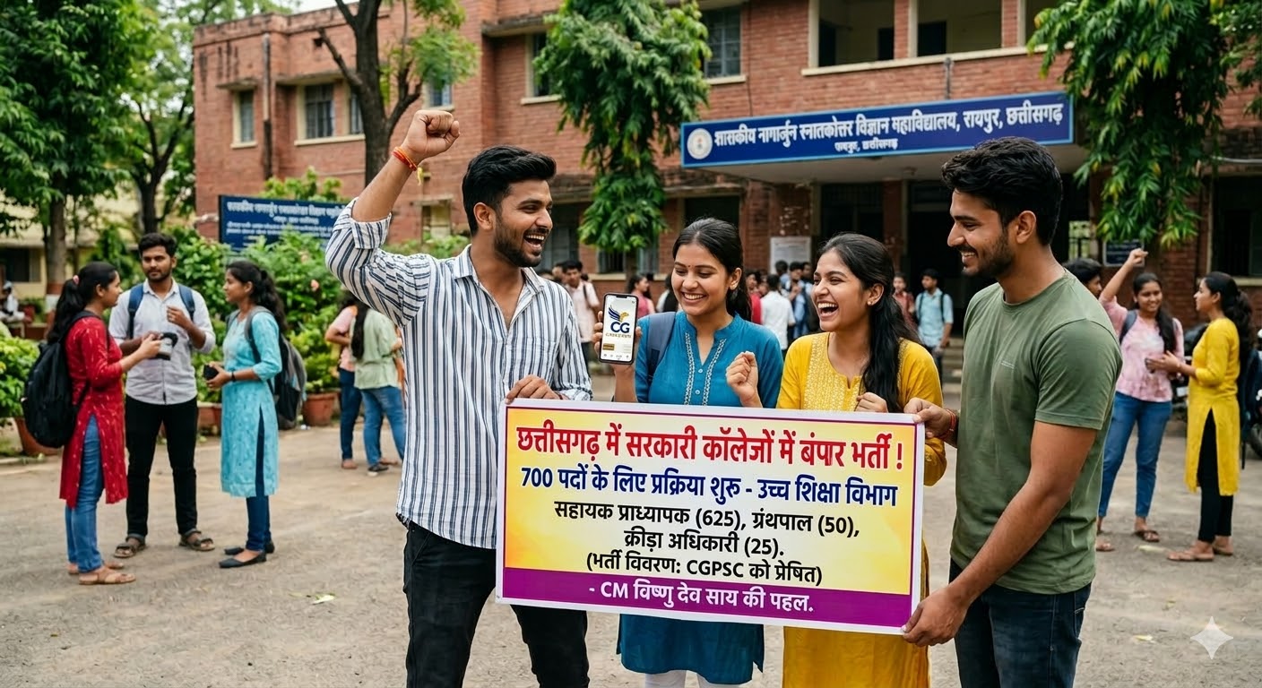 सरकारी कॉलेजों में बंपर भर्ती : सहायक प्राध्यापक, ग्रंथपाल अउ क्रीड़ा अधिकारी के 700 पद बर भर्ती प्रक्रिया सुरू