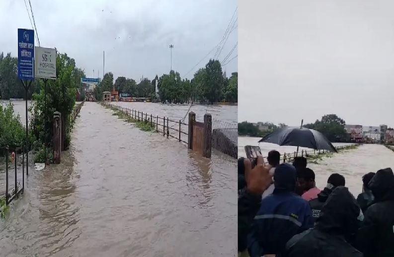 मूसलाधार पानी ले महादेव घाट के पुल डूबिस, शबरी पुल ऊपर मंडरा हे बाढ़ के खतरा, बेमेतरा मं कई रद्दा बंद